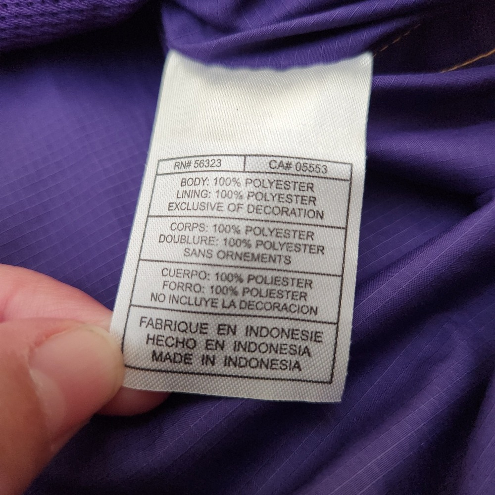 Vintage Nike LSU Tigers Jacket Mens XXL Purple Windbreaker NCAA Packable Hood - Picture 8 of 9